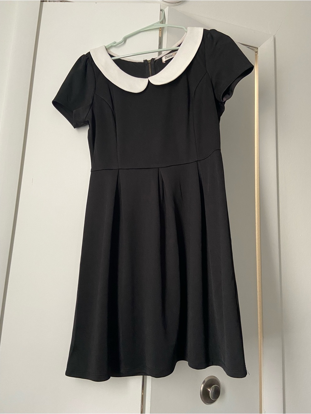 Sunny Girl Black Dress with White Peter Pan Collar Accent from Modcloth